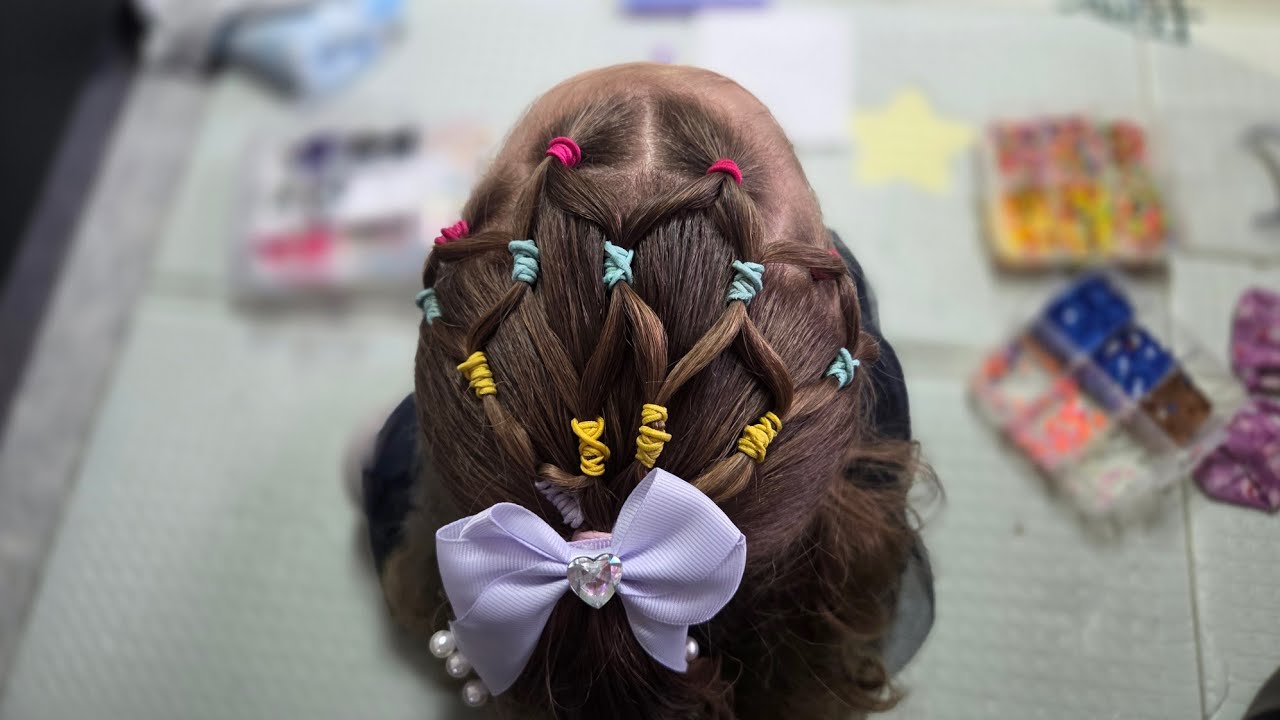 Peinado arcoíris de niña 🌈 tipo red / recogido