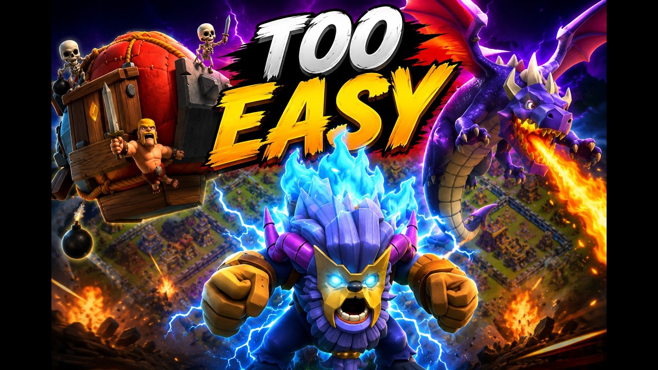 TH15 3 Star attack using Dragons + Battle Blimp + Super Yeti Clan Castle