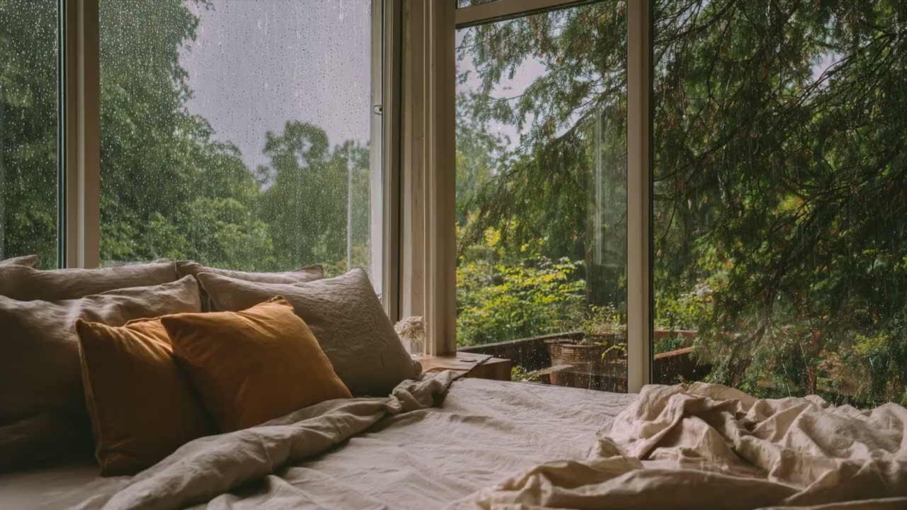 Gentle Rain Atmosphere Filling the Room 🌧️ Creating Calm for Focus and Easy Rest