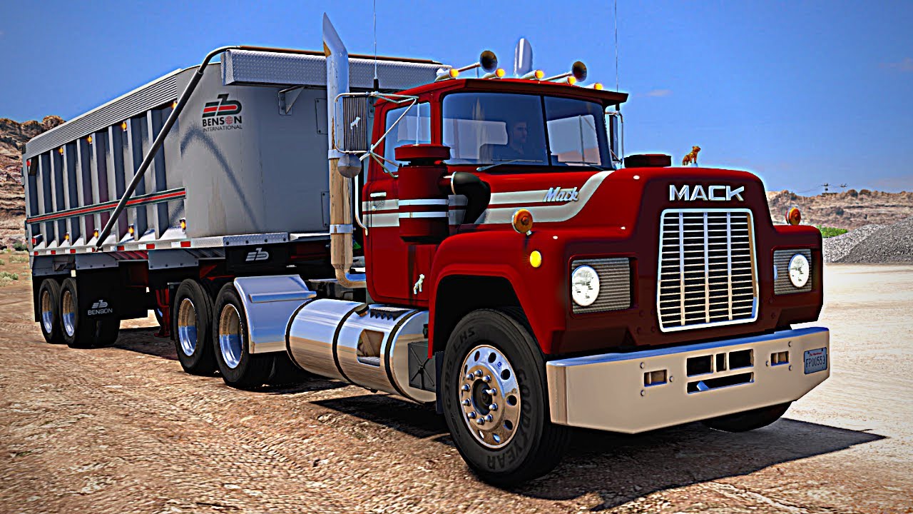 MACK R Model  -  Stone Hauling  -  Benson End Dump Trailer  (ATS American Truck Simulator Gameplay)