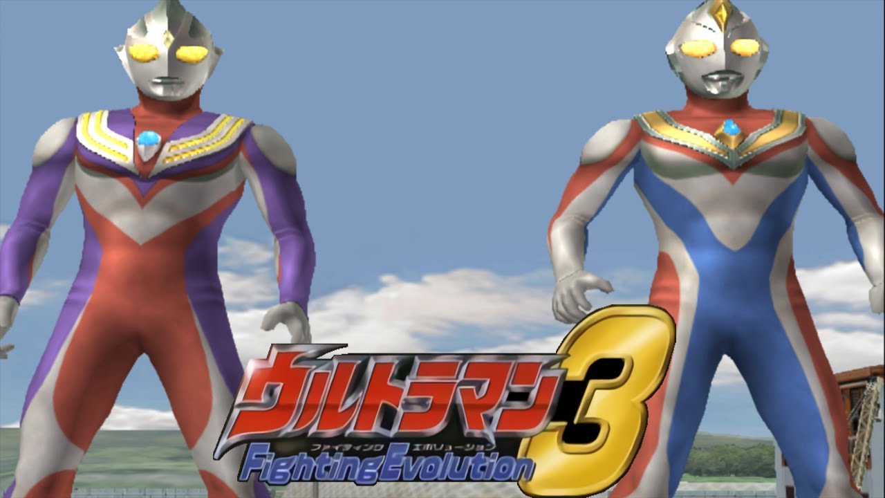 [PS2] Ultraman Fighting Evolution 3 - Tag Mode - Ultraman Tiga and Ultraman Dyna (1080p 60FPS)
