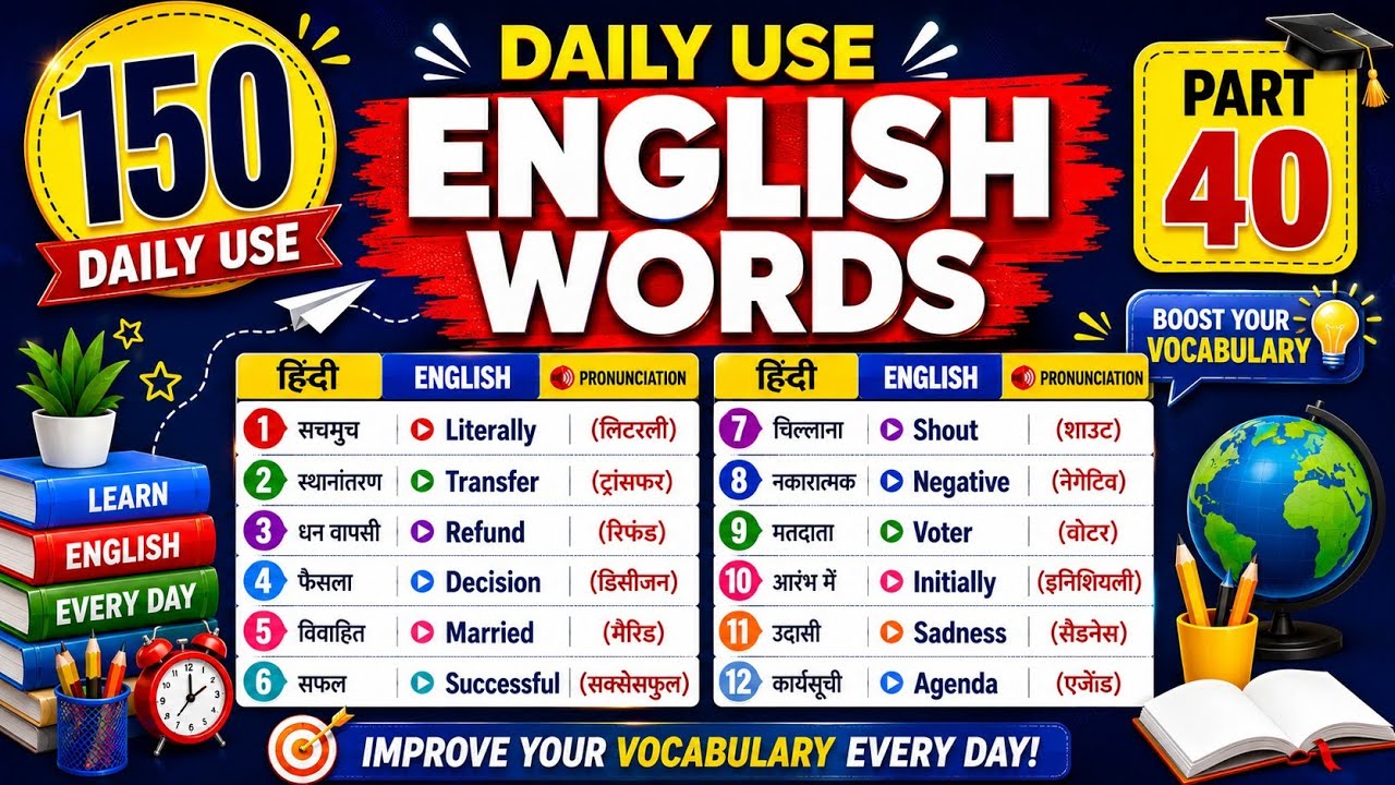 🎯 रोज बोले जाने वाले English Words॥ Daily Use Word Meaning Practice ॥ Most Important Words 