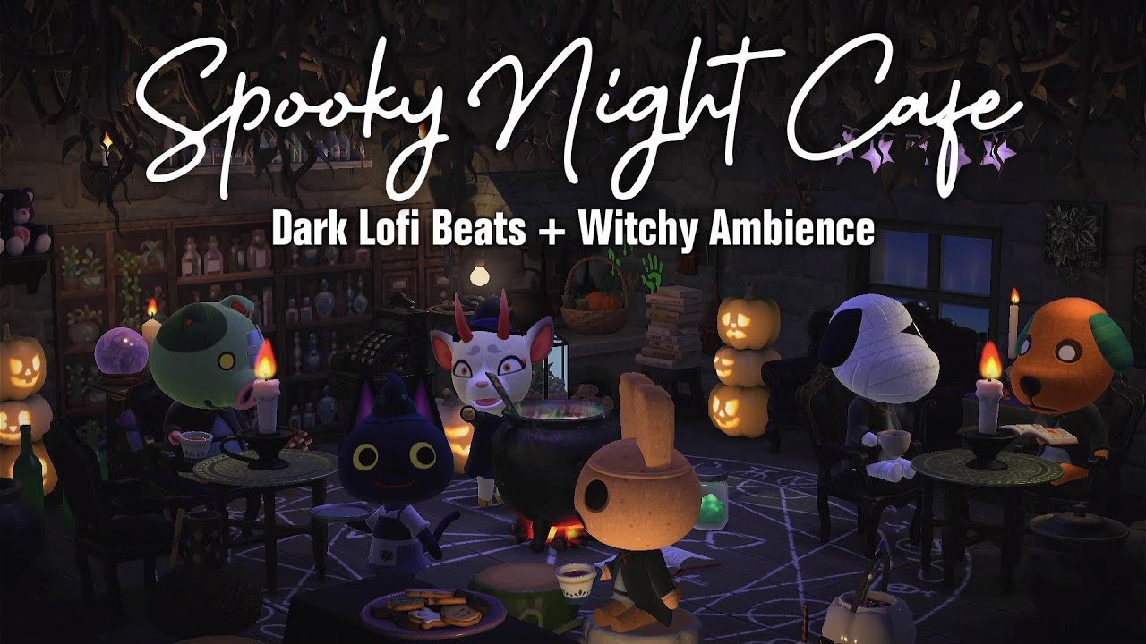 Spooky Night Cafe ☕️🎃 Halloween Lofi Playlist | Witchy Animal Crossing Fall Ambience | Study Music