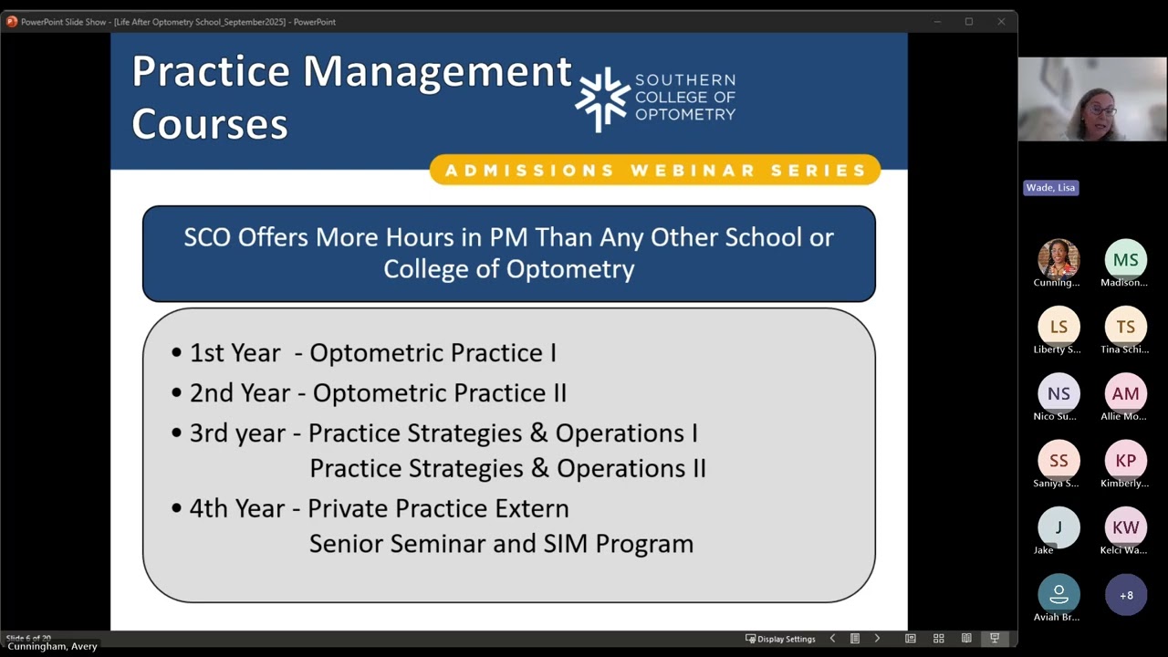 SCO September Webinar | Life After Optometry School | September 22