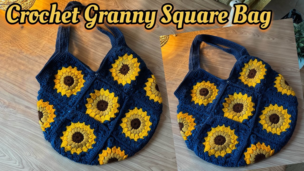 How to make Crochet  Flower Granny Square Bag / Crochet bag tutorial step by step for beginners.