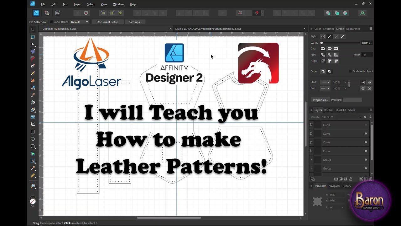 Learn how to create Leather Patterns Using Affinity Designer & Lightburn! Laser-Ready! Leather Craft