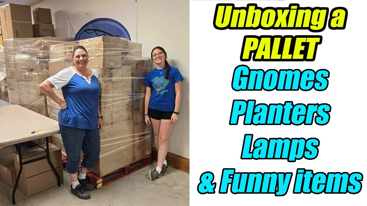 Unboxing a pallet of Gnomes, Planters, Lamps and much more. HookedonPickin.com