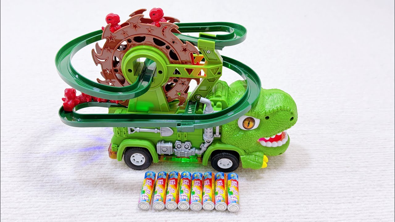 Unboxing truck, space robot, dinosaur slide track, dancing caterpillar