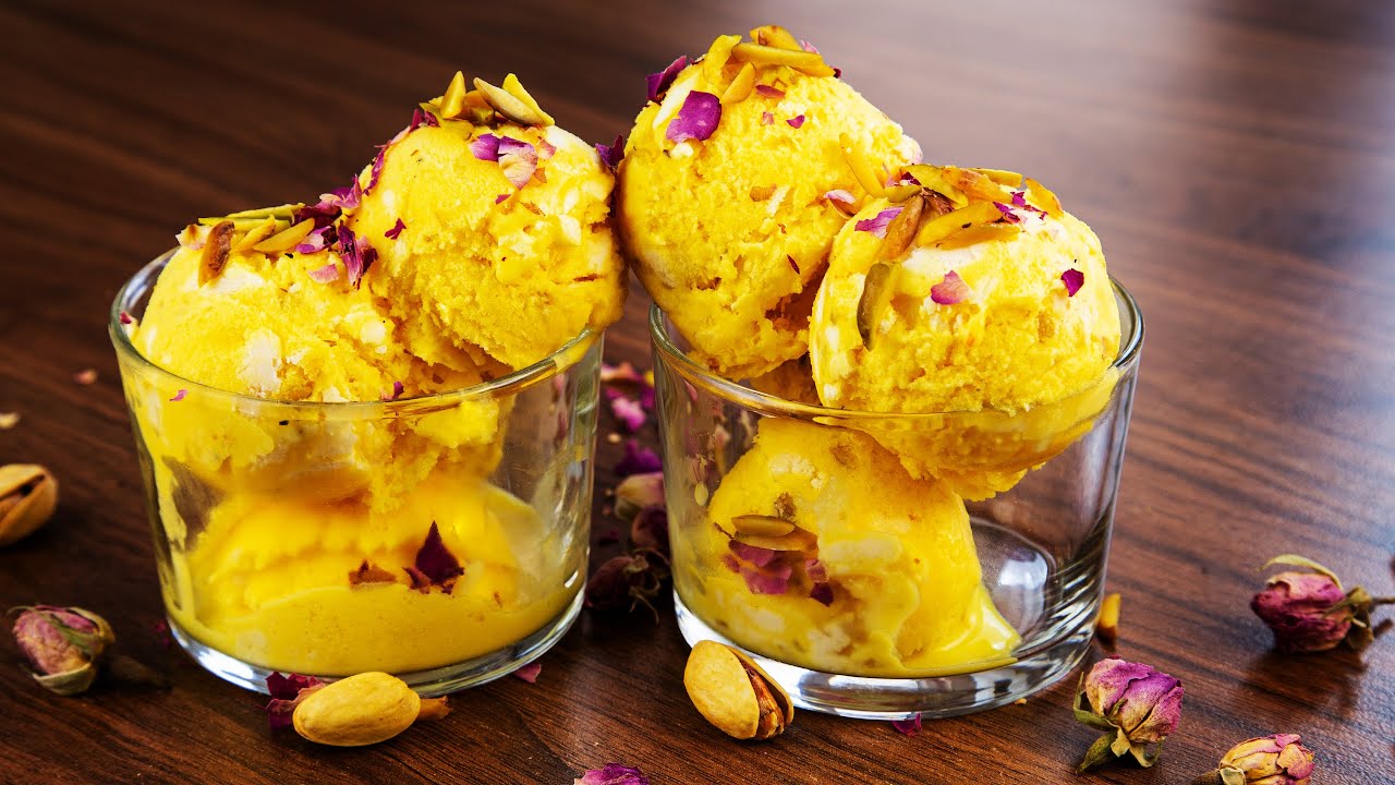 Make ice cream easy recipe at home with Rosewater & saffron 🍦 Bastani Irani