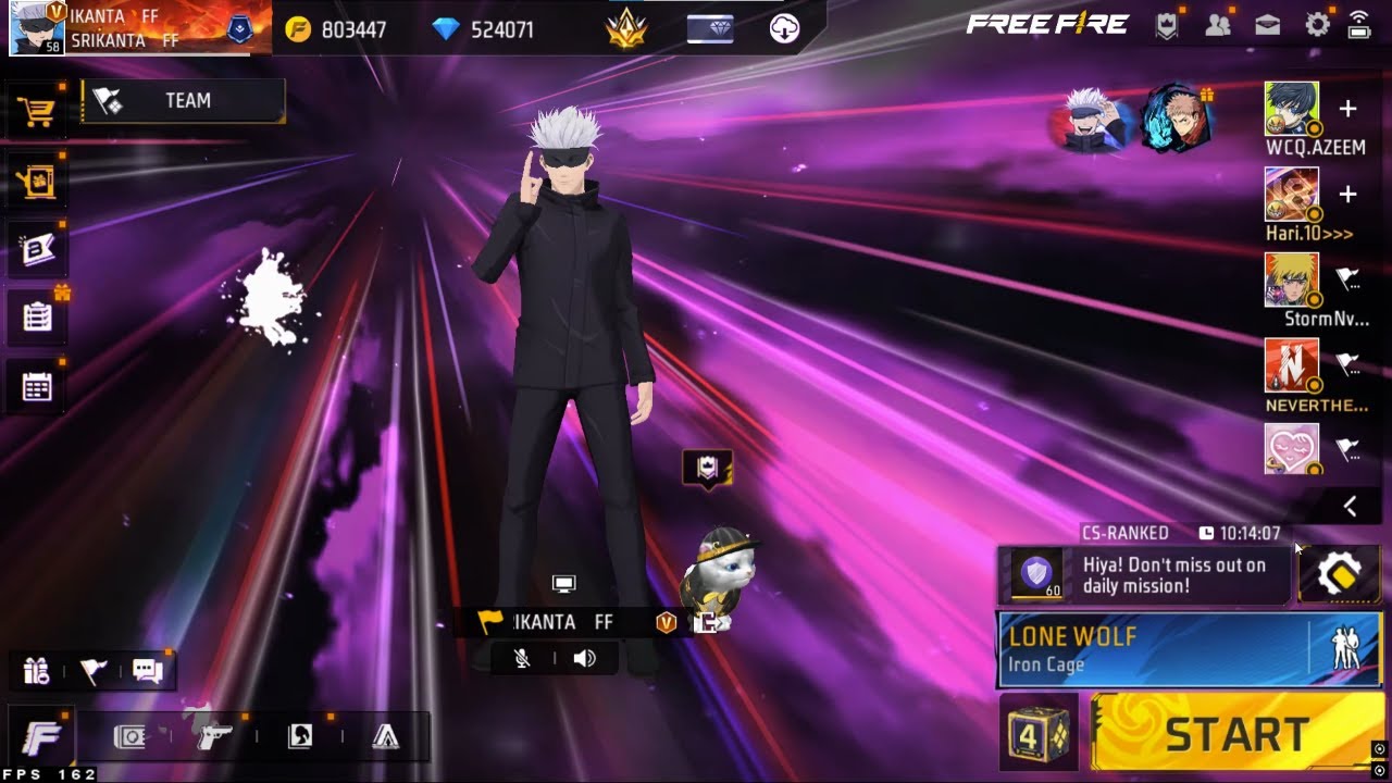 Free Fire X Jujutsu Kaisen Live 🔥 One Game Loose Challenge #freefire #srikantaff