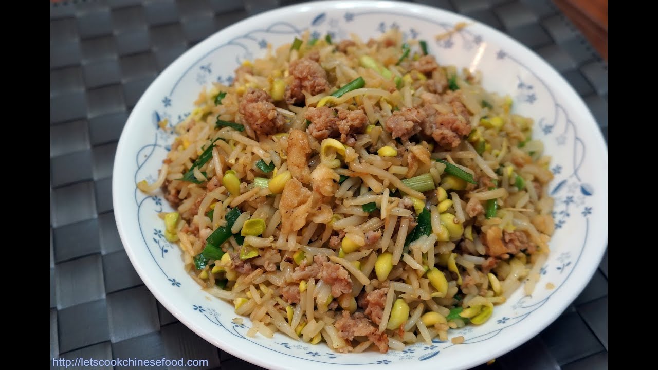 Hong Kong Recipe : Stir-fried Soy bean sprouts with minced pork
