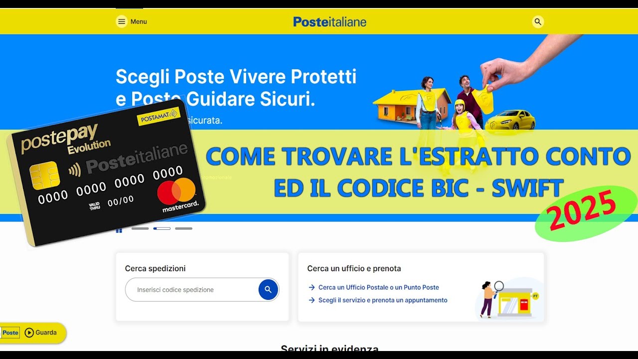 ESTRATTO CONTO E CODICE BIC-SWIFT DI POSTEPAY EVOLUTION SUL SITO POSTE IT 2025 - TUTORIAL SEMPLICE
