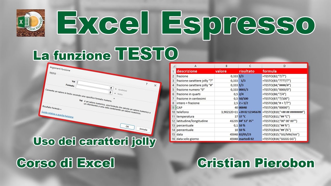 La funzione TESTO - Excel Espresso