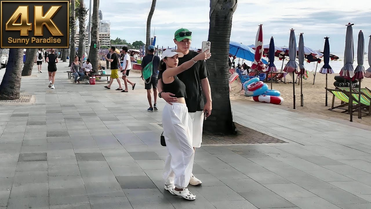 [4K] Pattaya. Sea Breeze and Palm Trees. The Perfect Day on Beach Road