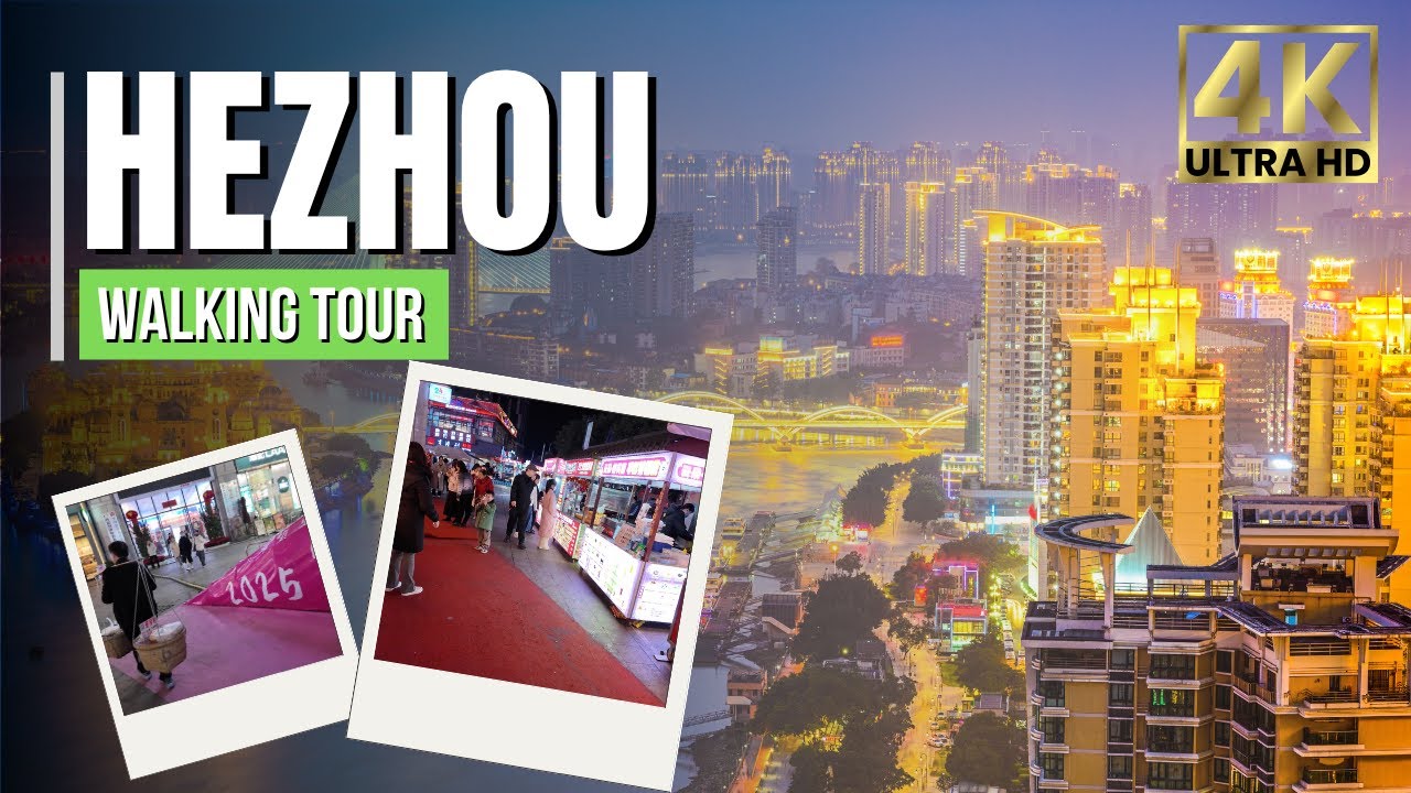 Vibrant Night Walk in Hezhou, China  Part 1 | 4K Ultra HD | Guangxi’s Beautiful City