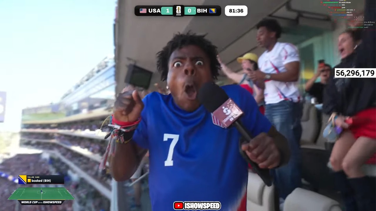 iShowSpeed Reacts To USA&rsquo;s FREE KICK Goal Against Bosnia 🤯 (2-0)