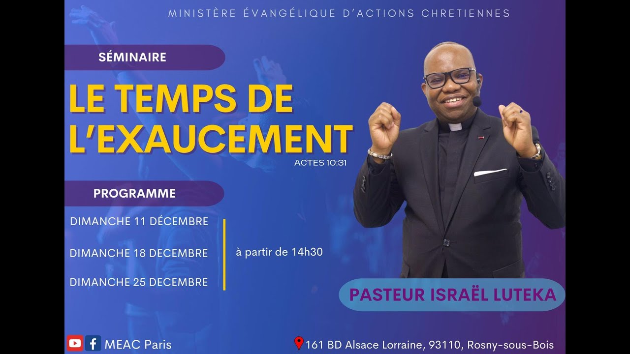 Message du jour : LE TEMPS DE L'EXAUCEMENT (PART3) - Pasteur Israël LUTEKA