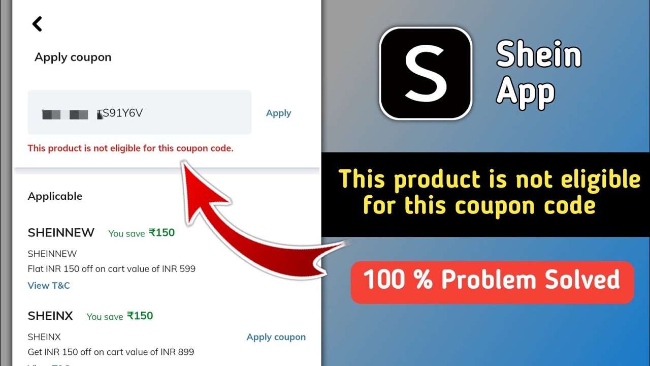Fix This Product is Not Eligible for This Coupon Code Shein | Shein Coupon Not Eligible Problem