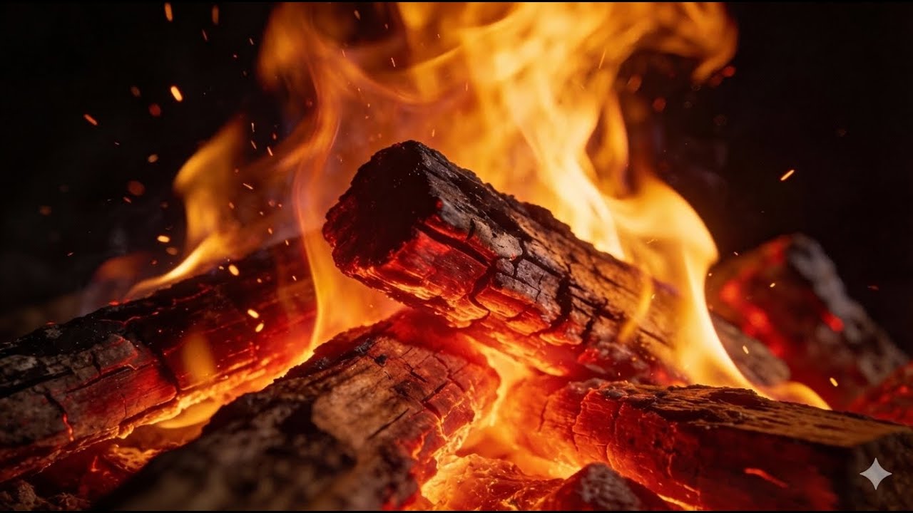 4K Fireplace Ambience Crackling Fire Sounds for Sleep Study Relax Calm Winter Night