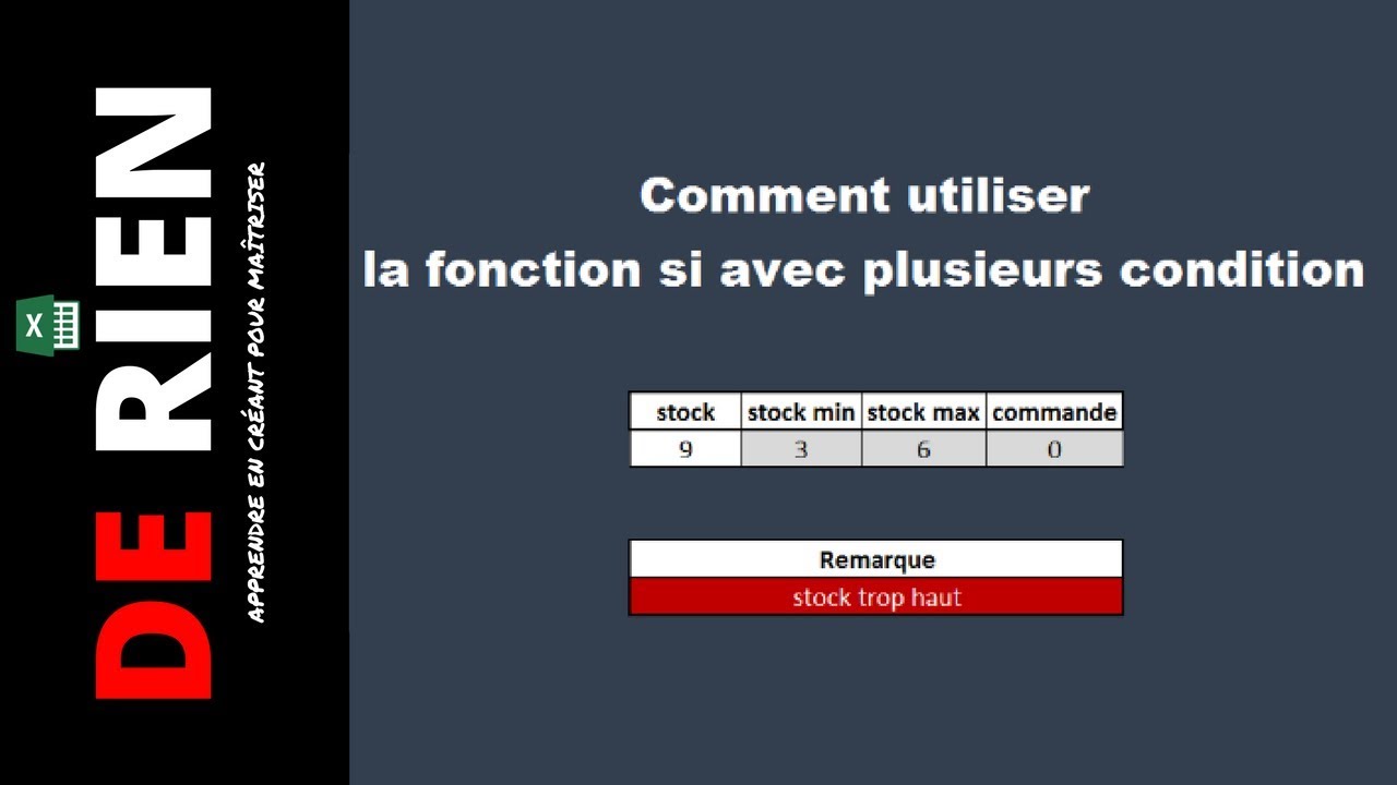 comment utiliser la fonction si avec plusieurs condition | Tutoriel Excel - DE RIEN