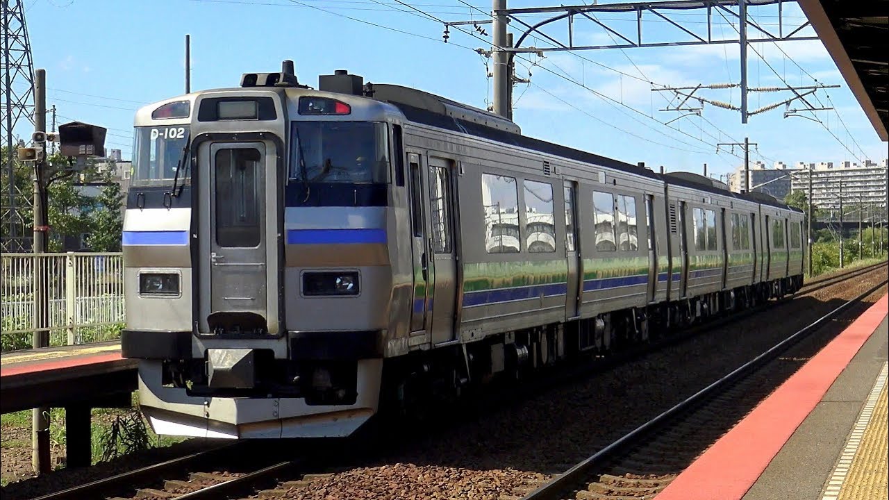 【4K】JR函館本線キハ201系通勤型気動車、733系0番台(日立IGBT-VVVF)、733系3000番台(通過)、731系機器更新車 到着・発車シーン集 稲穂駅にて 2019.9