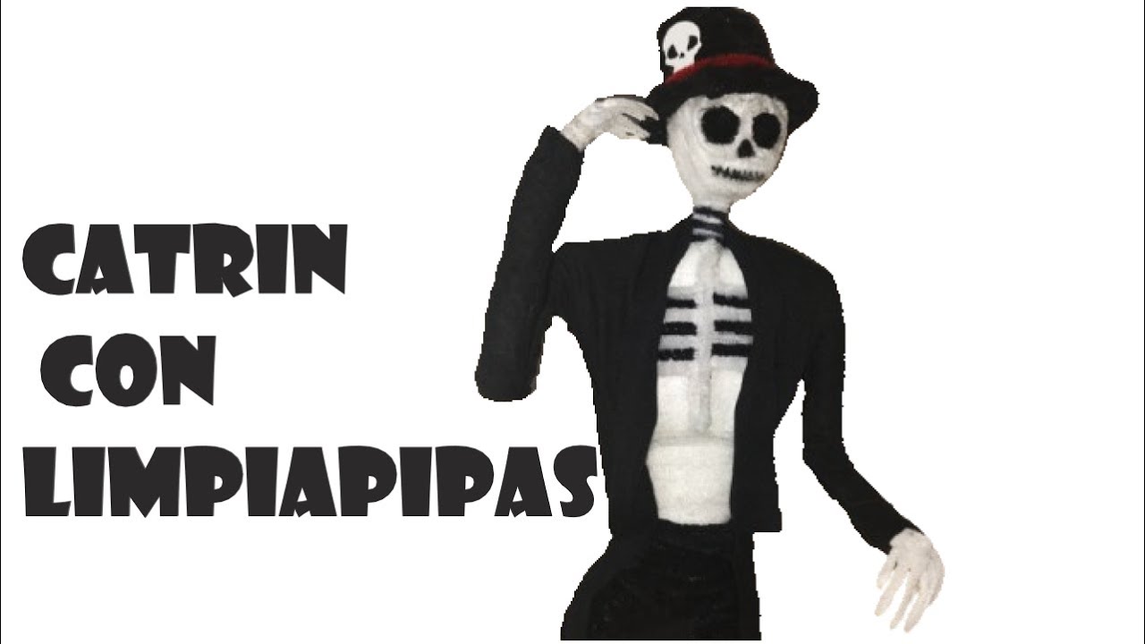 Como hacer un catrin con  limpiapipas para este dia de muertos