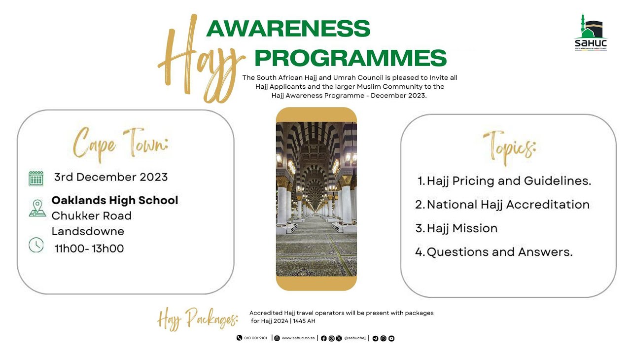 SAHUC Hajj Awareness Programme Cape Town 3 December 2023