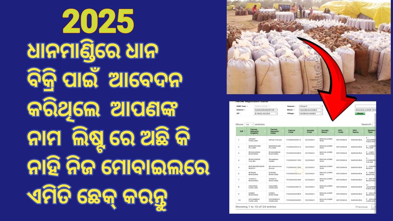 How To Check Status Dhan Mandi Registration New List 2025  In Odisha/Dhan Mandi Name list