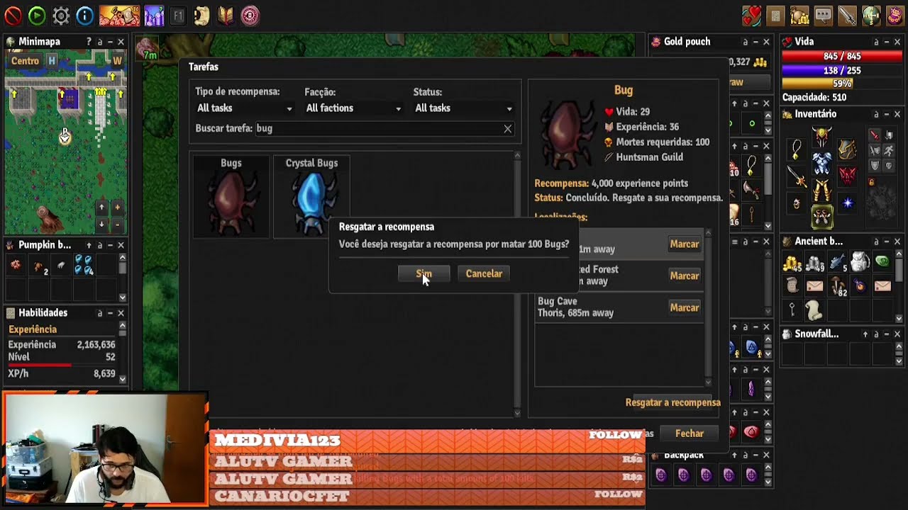 Task Bug - Zerando as Tasks - Medivia Online