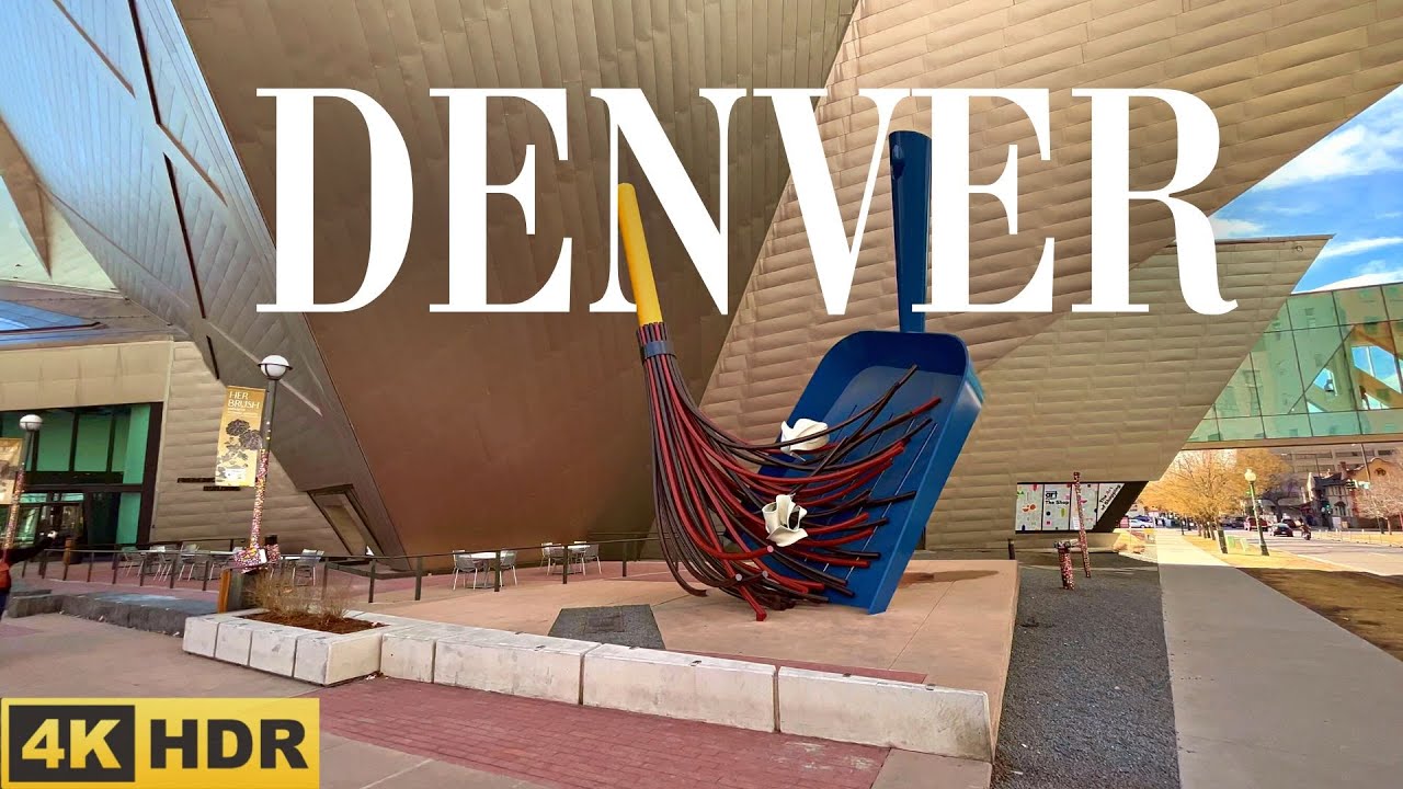 Walking Tour - Denver, Colorado - Art District to Denver Art Museum |  With Calm Music [4K HDR]