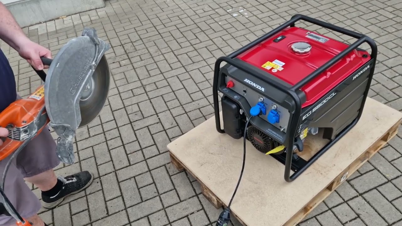 Honda Stromerzeuger 5500 CL Test mit Husqvarna K4000 Trennschleifer Generator