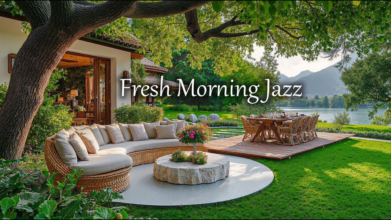 Fresh Outdoor Jazz at a Green Garden 🍃 Smooth Jazz with Soft Strings & Nature Ambience , Bird Sound