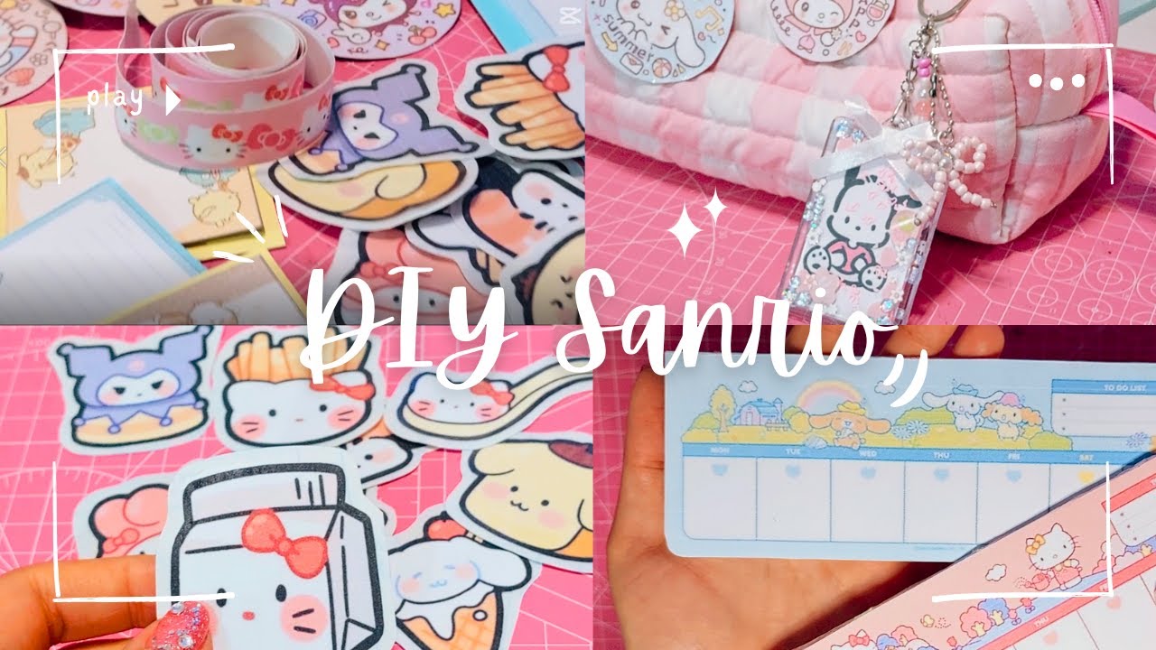 DIY SANRIO | papelería casera, memo pads, washi tapes, planners, pins, llaveros ♥