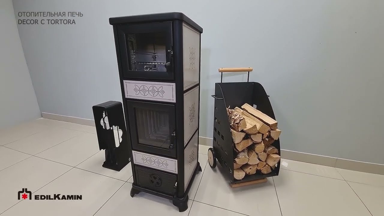 Отопительная печь DECOR C TORTORA EdilKamin - чугун, духовка, керамика