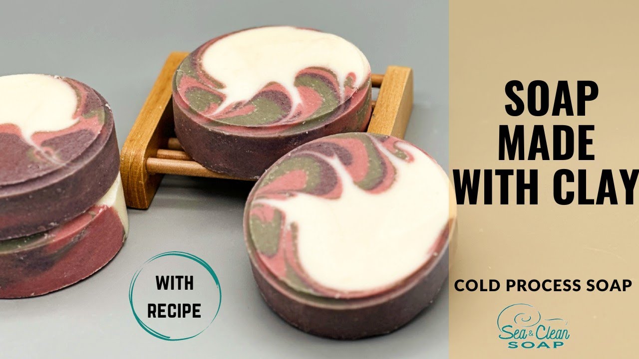 Column swirl cold process soap.  Color is from clays.
