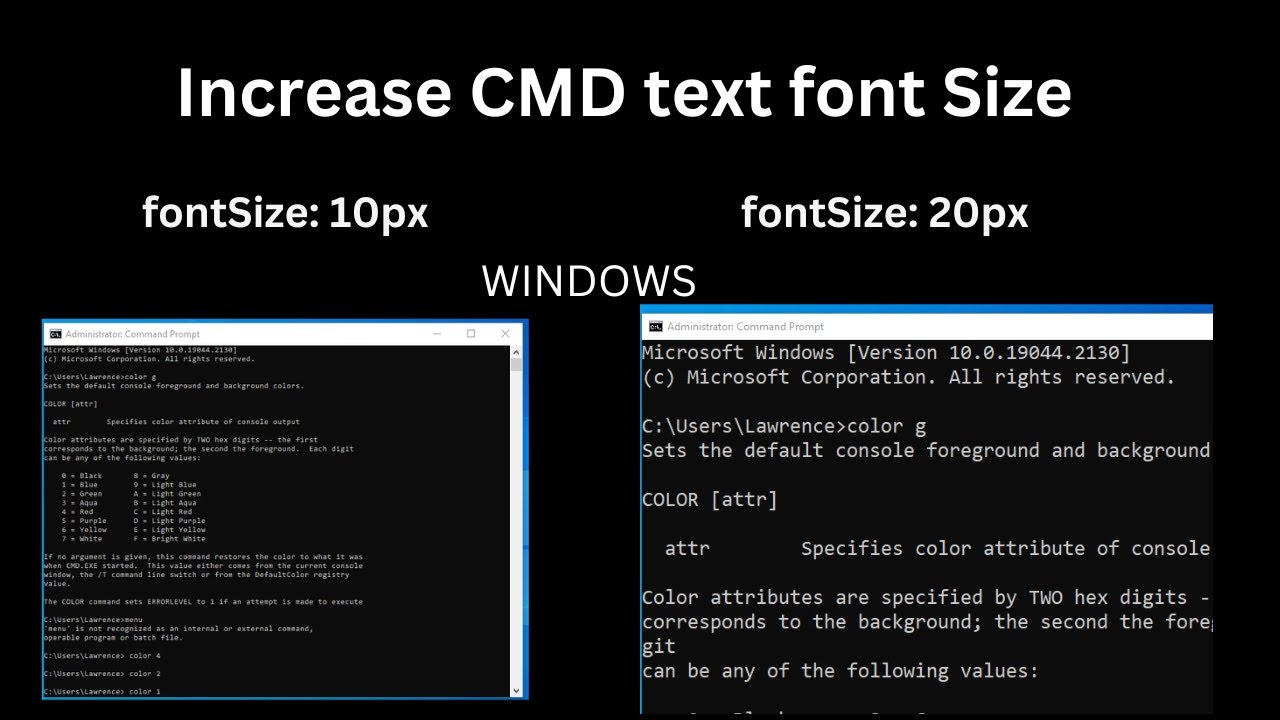 How to change font Size on Windows Command prompt Terminal( CMD)