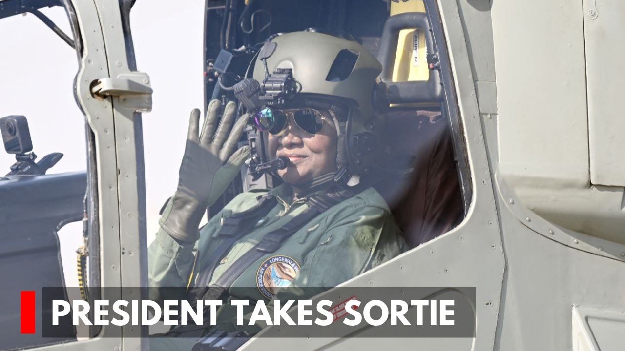 President Murmu Takes Sortie Light Combat Helicopter