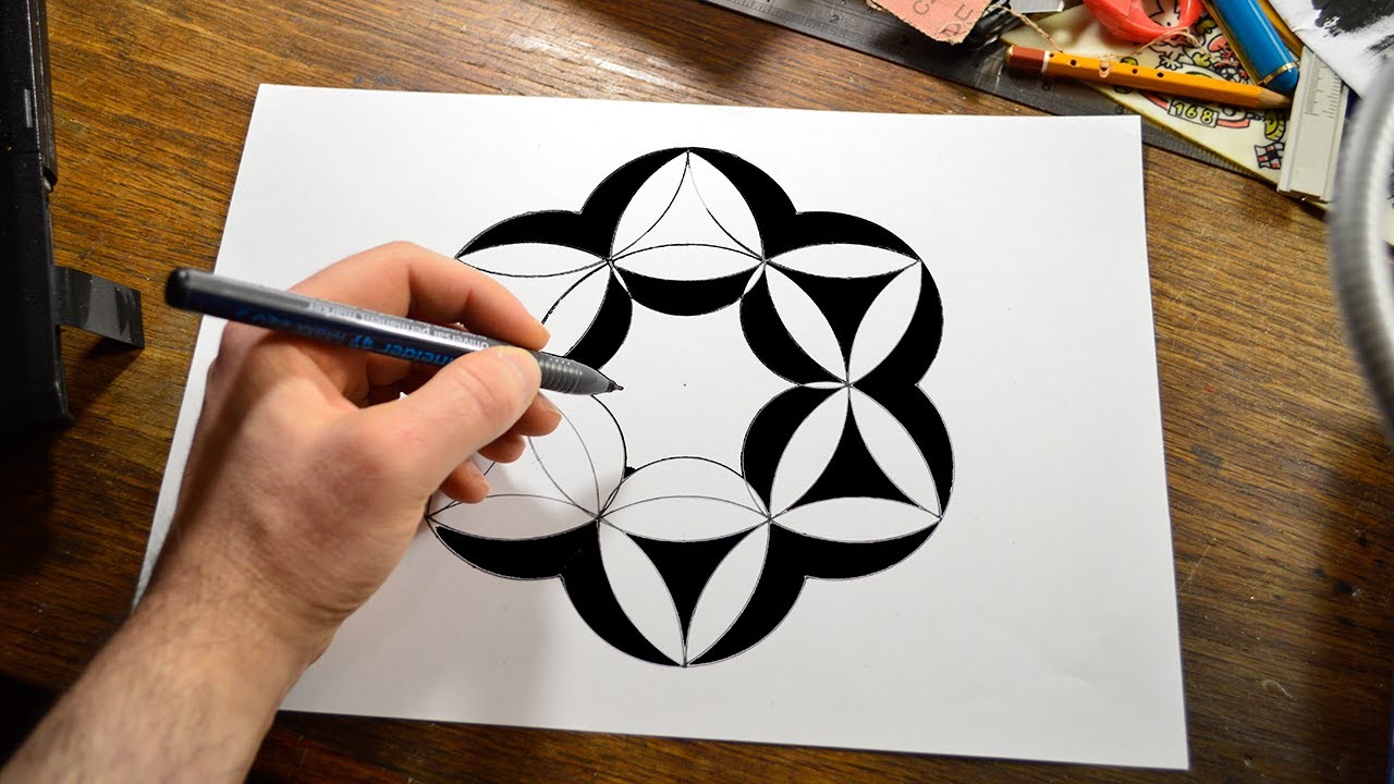 Easy Geometric Pattern Drawing - Simple Geometric Pattern - Real Time Drawing