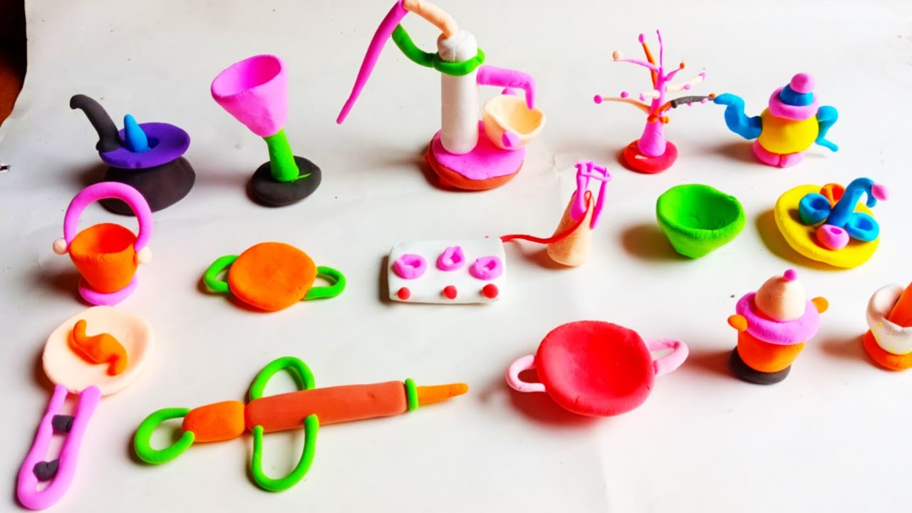 Colorful Mini Kitchen Toys 🌈 | Clay Toy Cooking ASMR 🧸 | Satisfying Kids Video 10.m