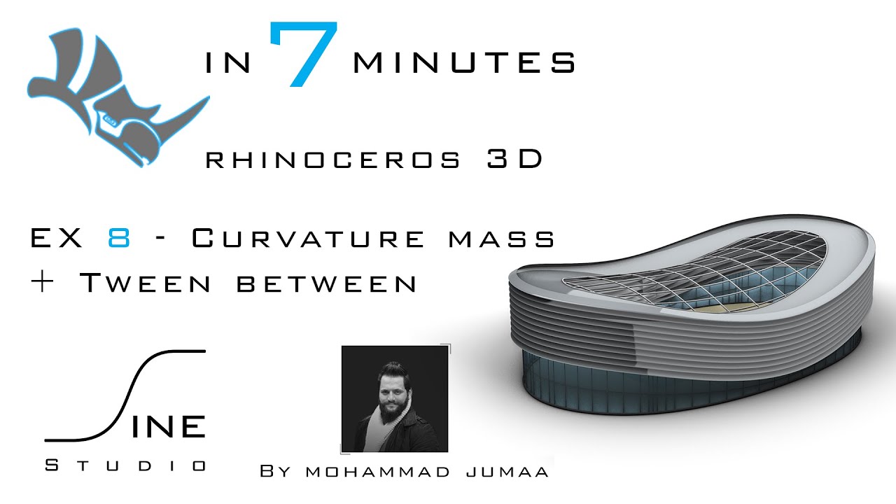 Rhino tutorial in 7 minutes  -  EX 8  -  Curvature mass + Tween between curves