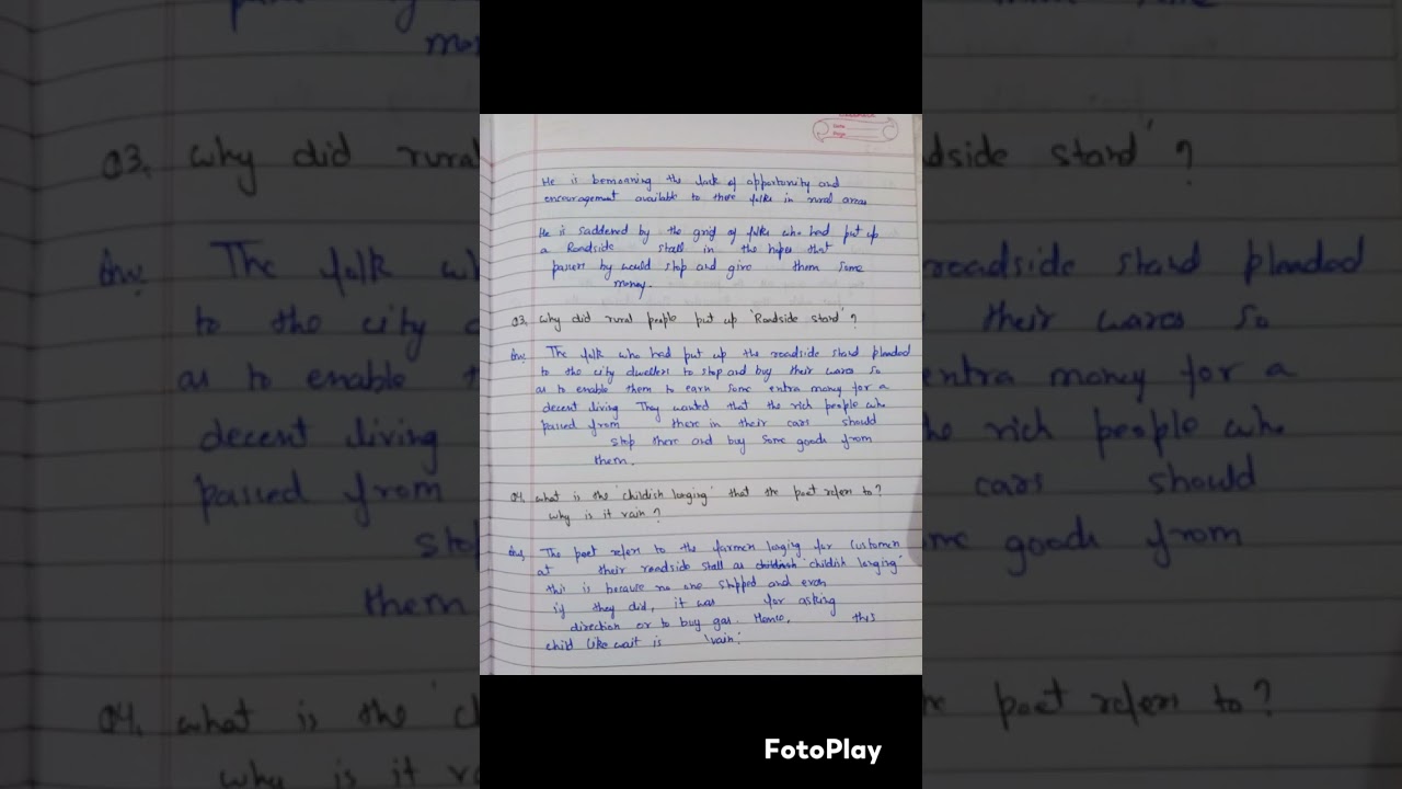 class 12 English poem - A Roadside Stand.... Important questions....3 marker questions