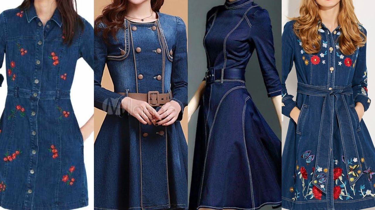 a denim dress is a most attractive and popular fashion in the world denim bodycon dress and frocks