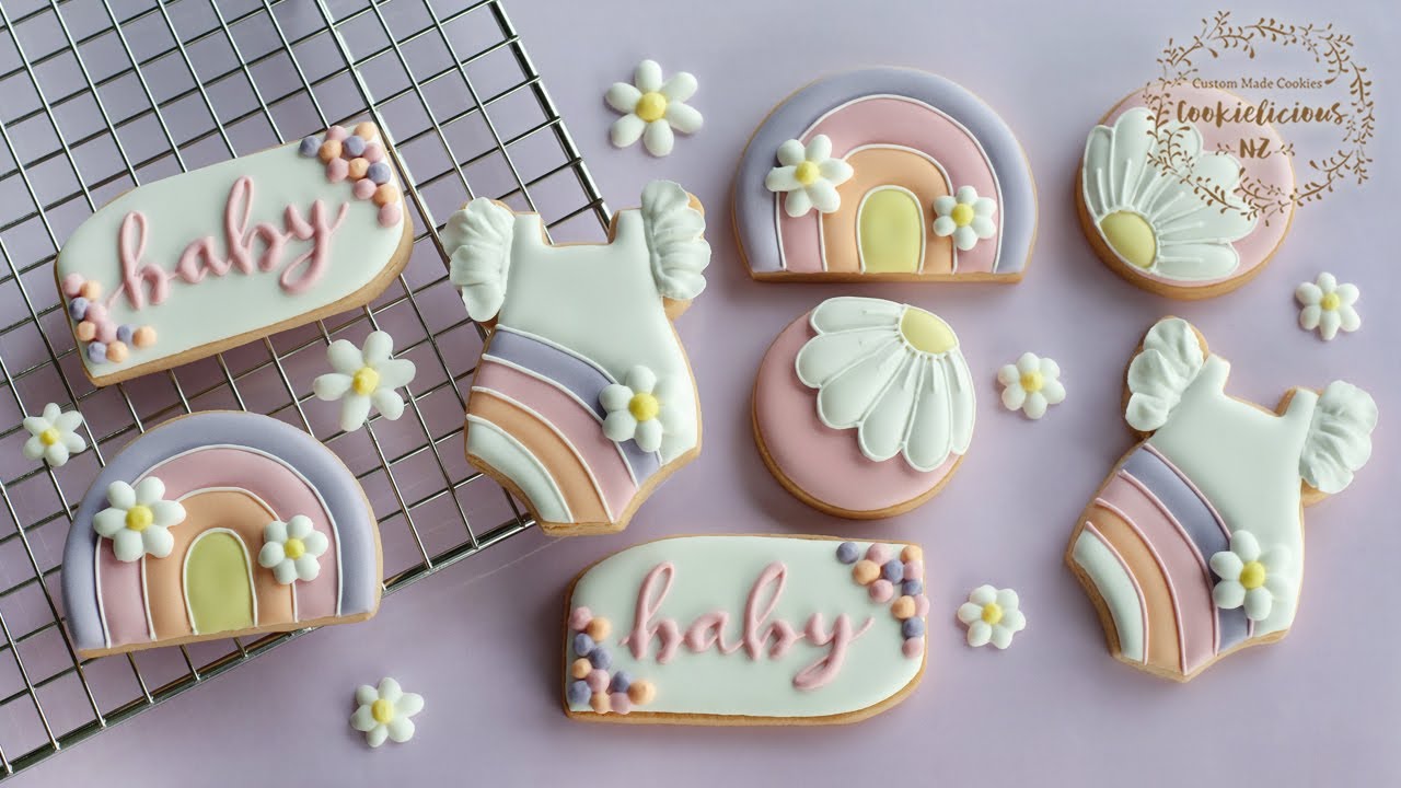 Pastel Rainbow Baby shower Cookies