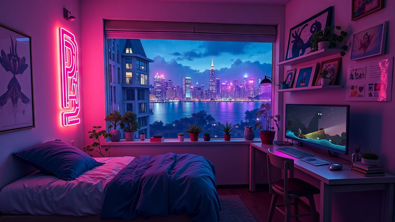 Cozy Room Overlooking Urban Rain 🌧️ Chill Lofi Hip Hop Beats for Study & Unwind | Lofi Rain Playlist