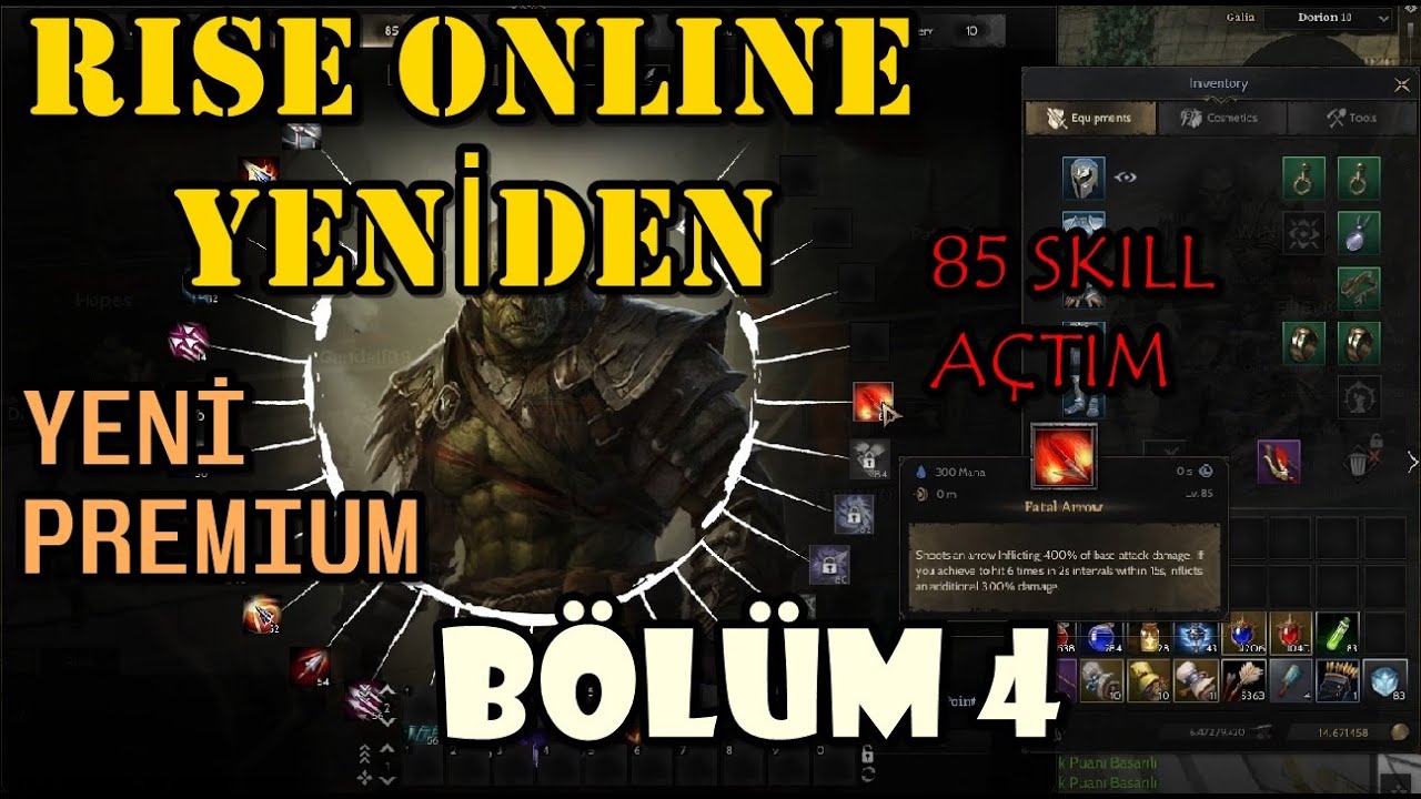 85 SKILL AÇTIM I YENİ PREMIUM I RİSE ONLİNE YENİDEN  BÖLÜM 4- #riseonline #farm #okçu