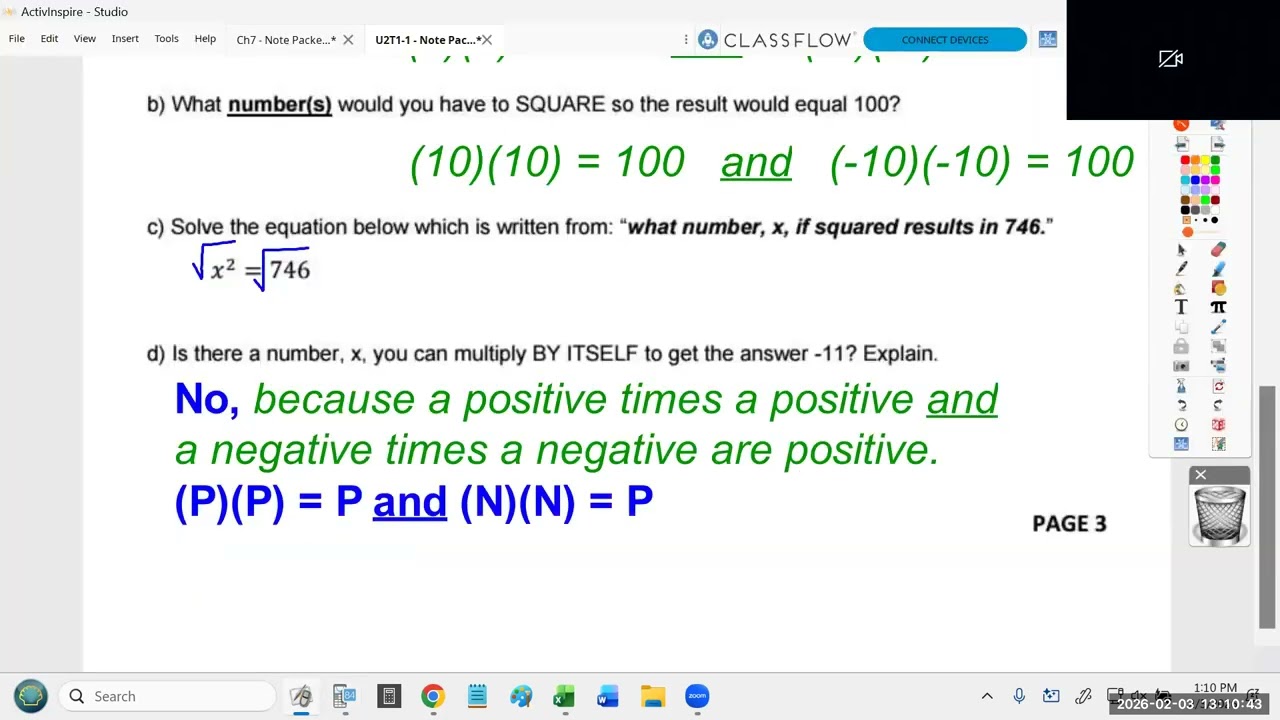 2-3-2026 - CHS - OBEN - 2-YR ALGEBRA 2 AB - DAY 82 - Solving Using Square Roots