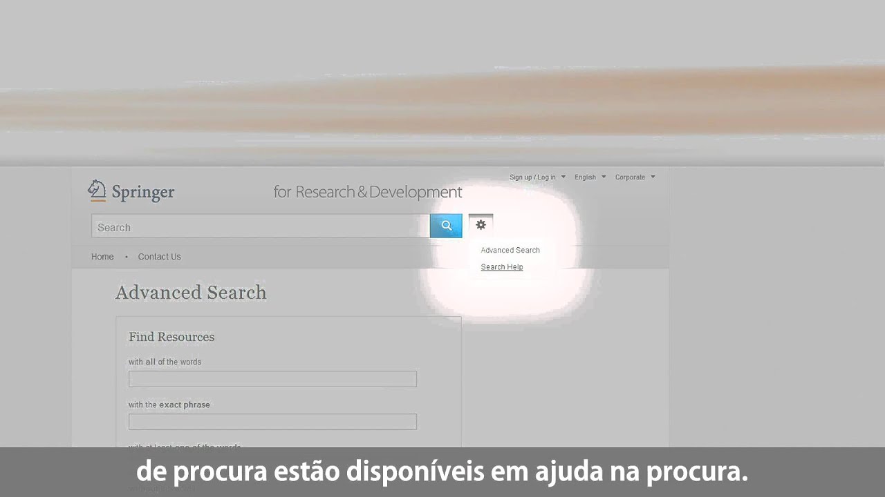 Springer for R&D Tutorial 02 Finding Journal Articles or Book Chapters (Portuguese subtitle)