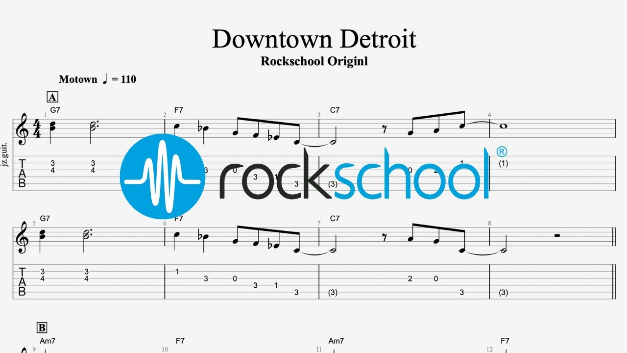Downtown Detroit - Rockschool Originals Electric Guitar Grade 1