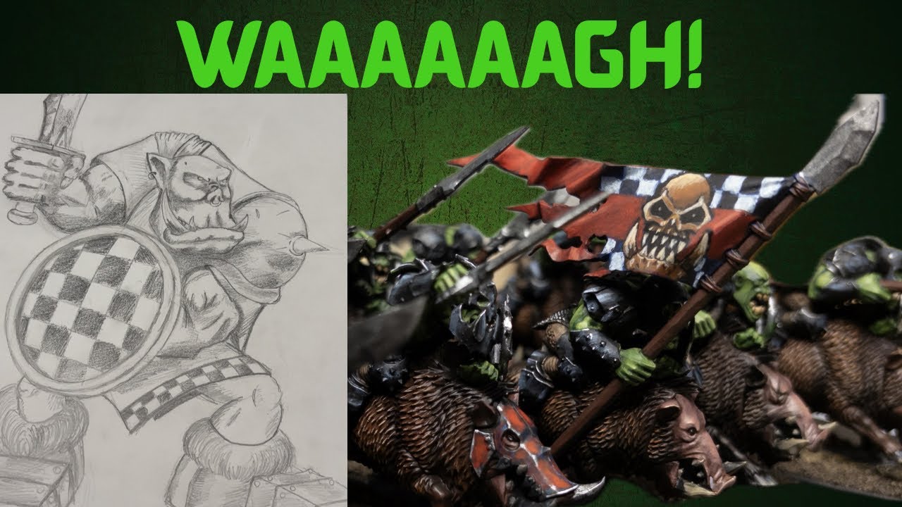 Warhammer TOW: Orc Boar Boyz, sketching, painting black armor!