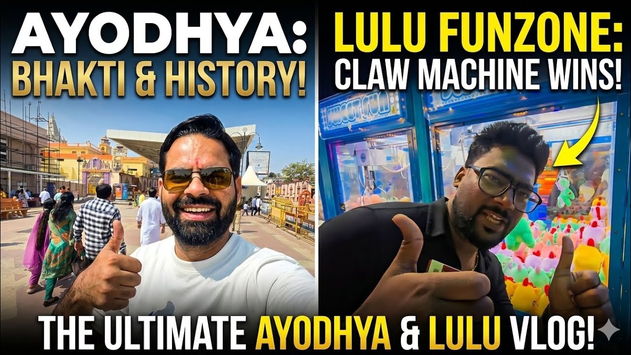 Ayodhya Darshan 🙏 | Spiritual Journey & Winning 2 Teddy Bears at Lulu Funtura 🧸✨